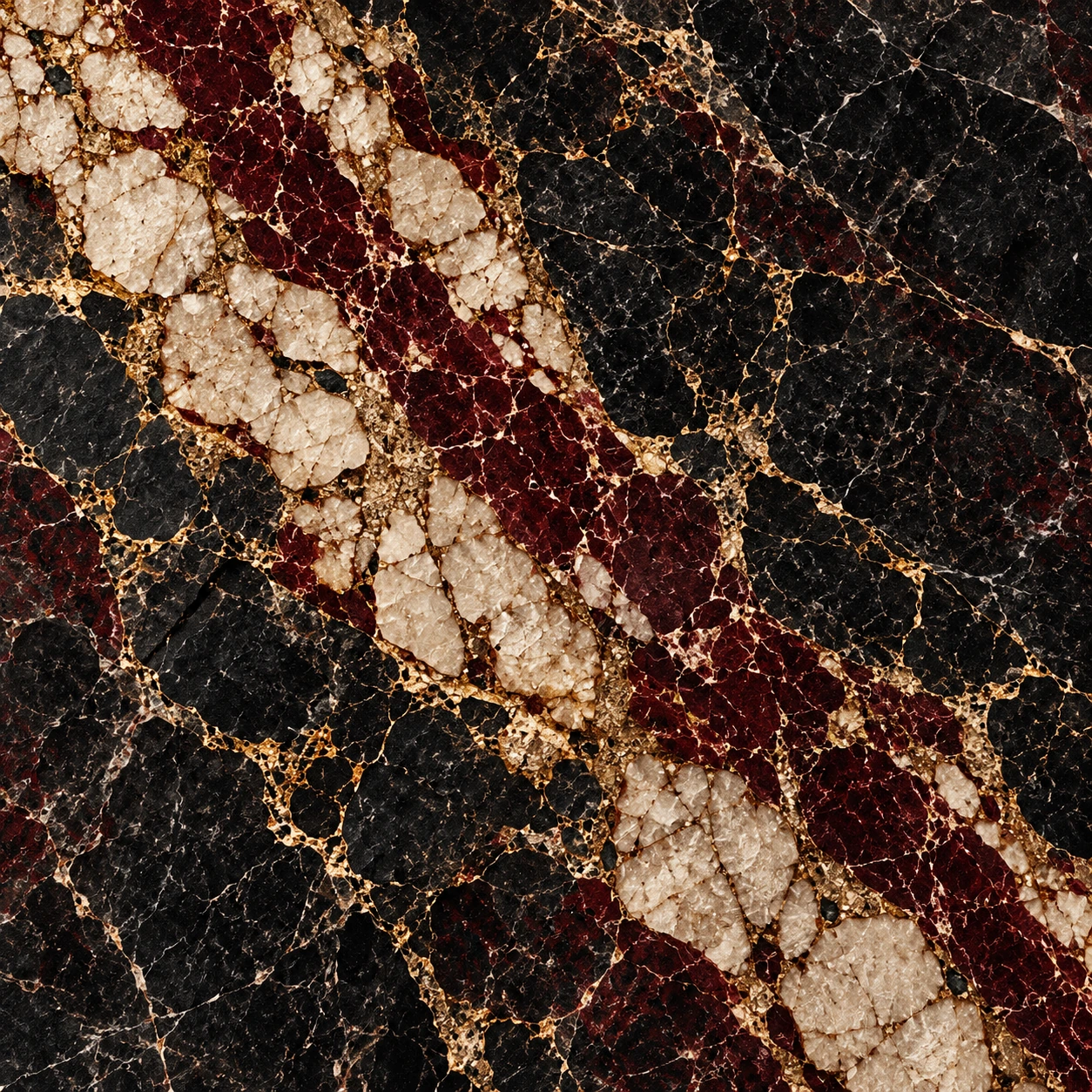 VEYRALT mineral artwork in black, ivory, burgundy and gold